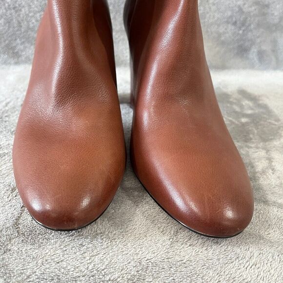 J.Crew Anya Mid Calf Stacked Boot Burnished Brown Leather Womens Size 12 - Picture 8 of 12